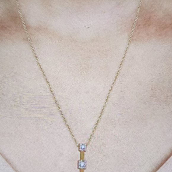 Woman's Lab Grown Diamond Three Stone Pendant Necklace In Sterling Silver - Picture 2 of 4